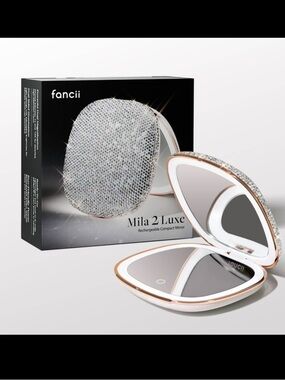 Fancii Mila 2 Luxe Rechargeable Compact Mirror Silver Rhinestones